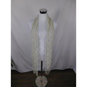 Ivory Lace Fringe Crochet Boho Shawl Wrap OS